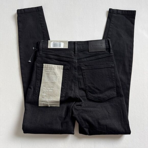 Everlane The Authentic Stretch High-Rise Skinny Jean Black Size 25 NWT - Picture 3 of 10
